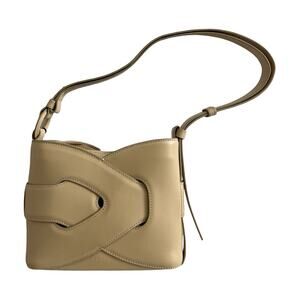Polene NODDE Woven Leather Shoulder Bag in Avoine Lisse Modern Classic NWT